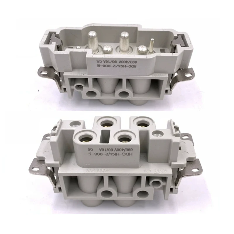Conector de alta resistencia con inserción de 80 A, 4+2 pines